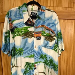 VTG KAD Men’s US Freestyle Hawaiian Shirt, Size L; Made in Russia